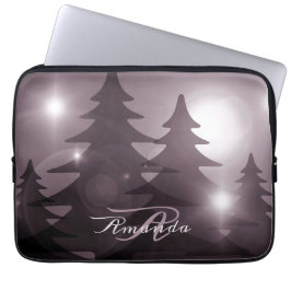 Christmas Monogram Pink Trees Holiday Winter Laptopschutzhülle