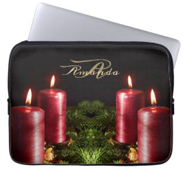 Christmas Monogram Red Candles Winter Holidays Laptopschutzhülle