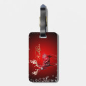 Christmas Monogram Red Reindeer Winter Holidays Gepäckanhänger (Rückseite vertikal)