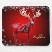 Christmas Monogram Red Reindeer Winter Holidays Mousepad (Vorne)