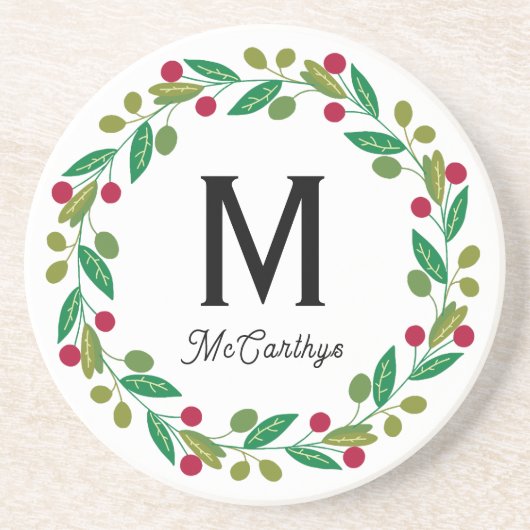 Christmas Monogram sandstone Getränkeuntersetzer (Vorne)