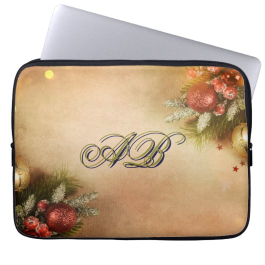 Christmas Monogram Sleeve | Holiday Laptop Case (Vorderseite)