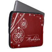 Christmas Monogram White Ornaments Red Elegant Laptopschutzhülle (Vorne Rechts)