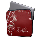 Christmas Monogram White Ornaments Red Elegant Laptopschutzhülle (Vorderseite Links)