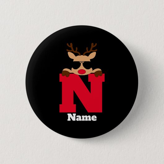 Christmas Monogram With Name Cool Pajama Button (Vorderseite)