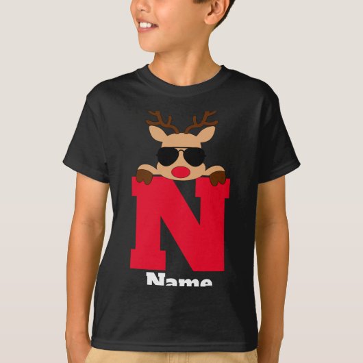 Christmas Monogram With Name Cool Pajama T-Shirt (Vorderseite)
