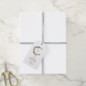 Christmas Monogram Wreath Blush Bow Geschenkanhänger (Mit Garn)