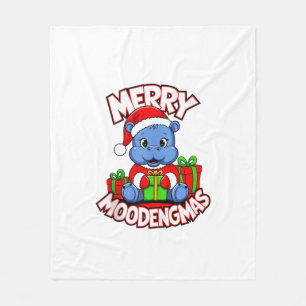 Christmas Moo Deng Merry Moodengmas Baby Hippo Chr Fleecedecke