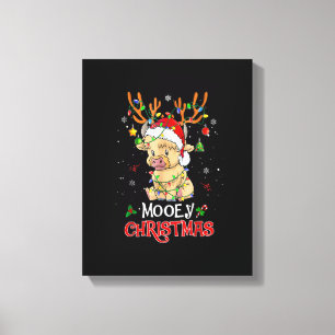 Christmas Mooey Merry Xmas Highland Cow Matching F Leinwanddruck