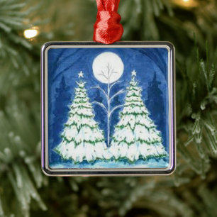 **CHRISTMAS MOON AND BAUES** ORNAMENT AUS METALL