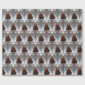 Christmas Moose In a Snowy Forest Geschenkpapier (Flach)