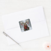 Christmas Moose In a Snowy Forest Quadratischer Aufkleber (Umschlag)