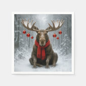Christmas Moose In a Snowy Forest Serviette (Vorderseite)