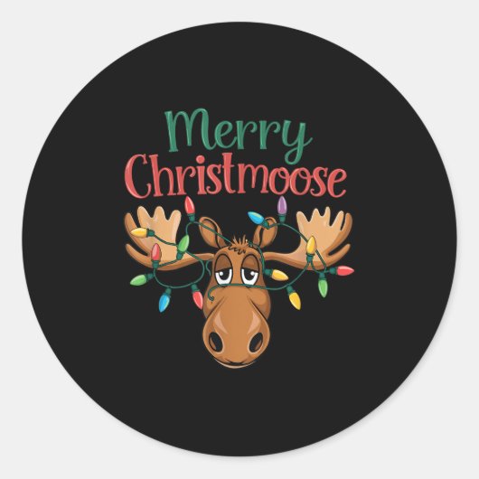 Christmas Moose Merry Christmoose Men Women  Runder Aufkleber (Vorderseite)