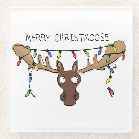 Christmas Moose Niedlich Funny Christmoose Glasuntersetzer (Vorderseite)