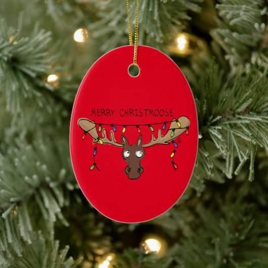 Christmas Moose Niedlich Funny Christmoose Keramik Ornament (Baum)