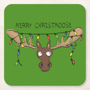 Christmas Moose Niedlich Funny Christmoose Rechteckiger Pappuntersetzer
