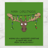 Christmas Moose Niedlich Funny Christmoose Weinetikett (Einzelnes Label)