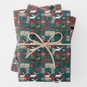 Christmas Moose Patchwork Kariert Geschenkpapier Set (Beispiel)