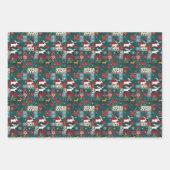 Christmas Moose Patchwork Kariert Geschenkpapier Set (Vorderseite)