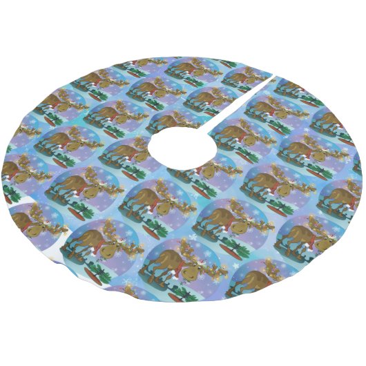 Christmas Moose Polyester Weihnachtsbaumdecke (Schrägansicht)