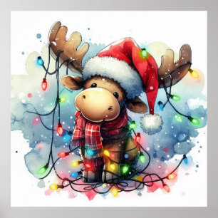 Christmas Moose Poster