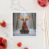 Christmas Moose Wearing Scarf and Lights Serviette (Beispiel)