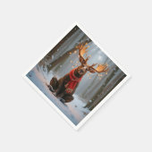 Christmas Moose Wearing Scarf and Lights Serviette (Ecke)