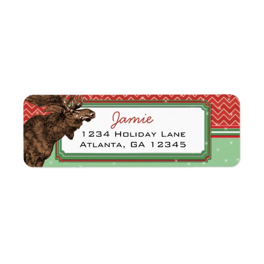 Christmas Moose Zig Zag Pattern Rücksendeadresse (Vorne)