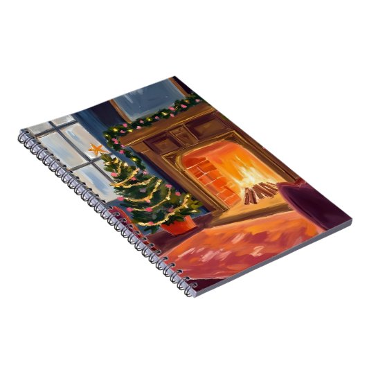 Christmas Morning Fireplace Holiday Watercolor Notizblock (Rechte Seite)