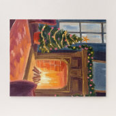 Christmas Morning Fireplace Watercolor Puzzle (Horizontal)