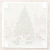 Christmas Morning for the Kittens Glass Coaster Glasuntersetzer (Rückseite)