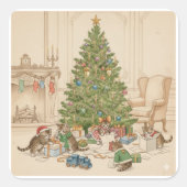 Christmas Morning for the Kittens Stickers (Vorderseite)