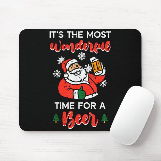 Christmas Most Wonderful Time For Funny Santa Xmas Mousepad (Mit Mouse)