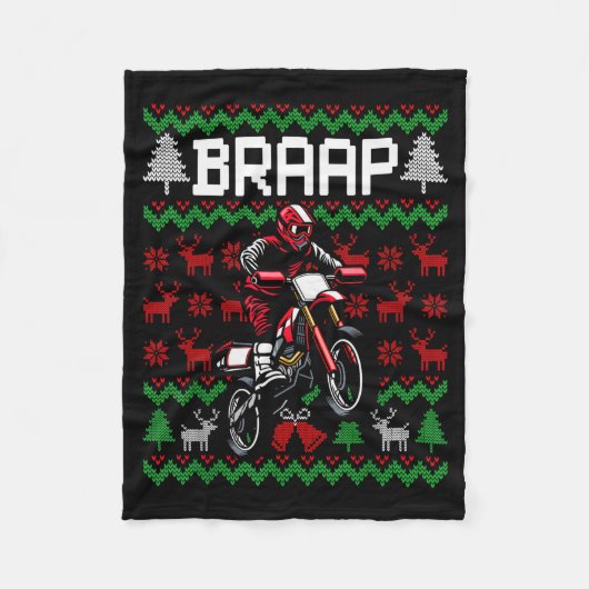 Christmas Motorcycle Motocross Braap Dirt Bike Fleecedecke (Vorderseite)