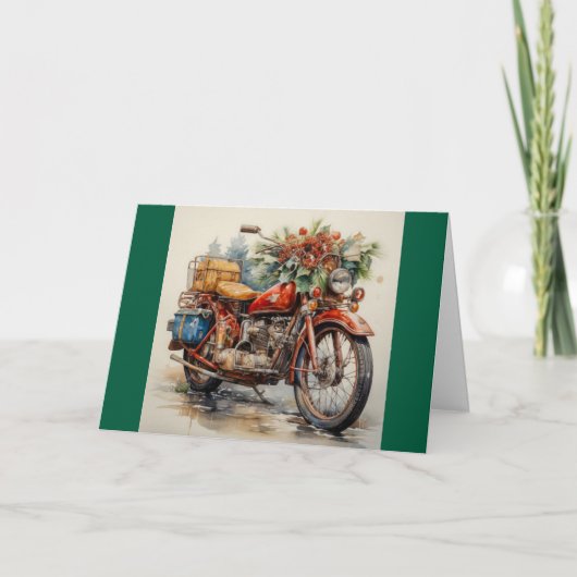 Christmas MotorcycleFolded Holiday Card Feiertagskarte (Vorderseite)