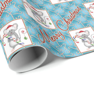 Christmas Mouse Candy Cane Geschenkpapier