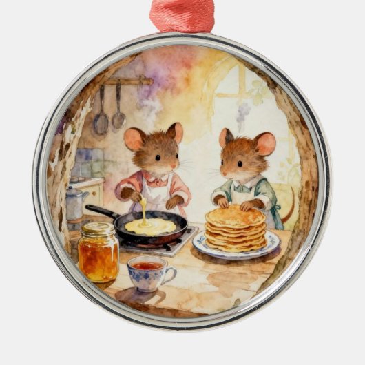 Christmas Mouse Couple Ornament Aus Metall (Vorne)