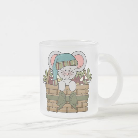 Christmas Mouse in Basket Mattglastasse (Rechts)