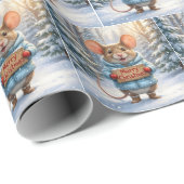 Christmas Mouse In Winter Forest Geschenkpapier (Rolleneckpunkt)