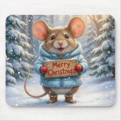 Christmas Mouse In Winter Forest Mousepad (Vorne)