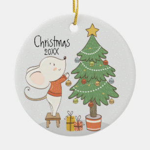 Christmas Mouse Keramik Ornament