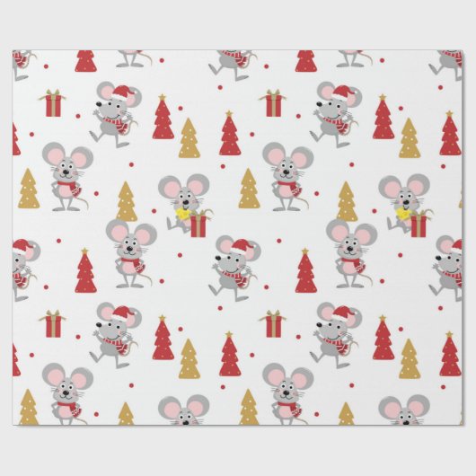 Christmas Mouse Pattern Geschenkpapier (Flach)
