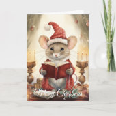 Christmas Mouse reading Feiertagskarte (Vorderseite)