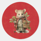 Christmas Mouse Runder Aufkleber (Vorderseite)