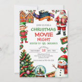 Christmas Movie Night Holiday Party Invitation Einladung (Vorderseite)