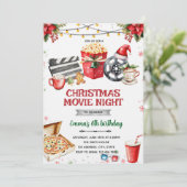 Christmas Movie Night party invitation Einladung (Stehend Vorderseite)