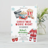 Christmas movie popcorn Invitation Einladung (Stehend Vorderseite)