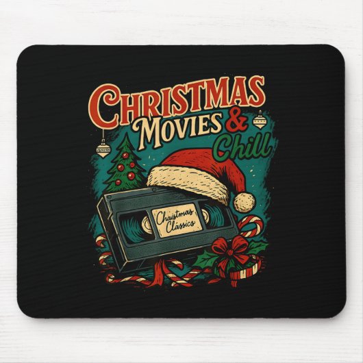 Christmas Movies Chill Retro Vhs Holiday Nostalgia Mousepad (Vorne)