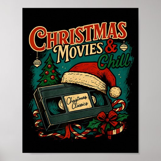 Christmas Movies Chill Retro Vhs Holiday Nostalgia Poster (Vorne)
